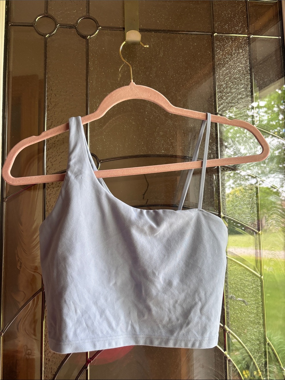 Offline One-Shoulder Light Blue Crop Top w/ Built in Padding